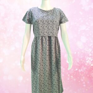 Blue Leaves - Zipless Maternity & Feeding Loungewear (Midi Length)
