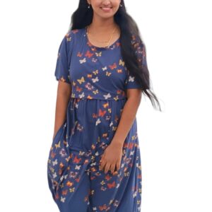 Navy Blue -Zipless Maternity & Feeding loungewear (Full length)