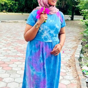 Blue Tie & Die - Zipless Maternity & Feeding Loungewear (Calf Length)