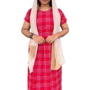 Red checkered - Zipless Maternity & Feeding Loungewear (Full length)