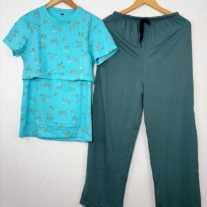 Blue Zebra Printed Feeding Top & Palazzo set