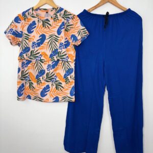 Orange Blue Printed Feeding Top & Palazzo set