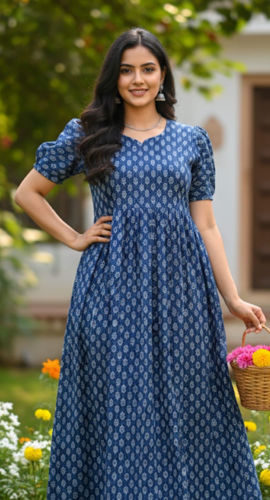 Riya - Feeding Maxi with invisible Zip - Puff sleeves